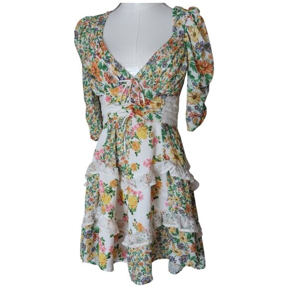 For Love and Lemons Rosalyn Mini Dress in Green Size S - Picture 4 of 16